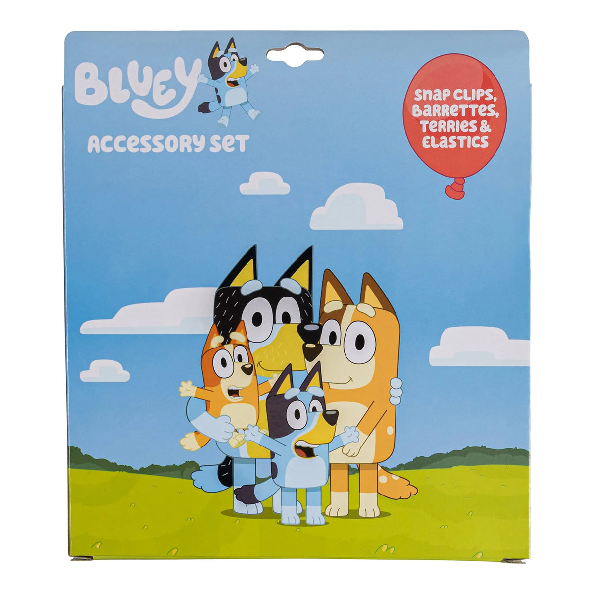Bluey Accessory Set packaging with Bluey family characters, girls' licensed hair accessories