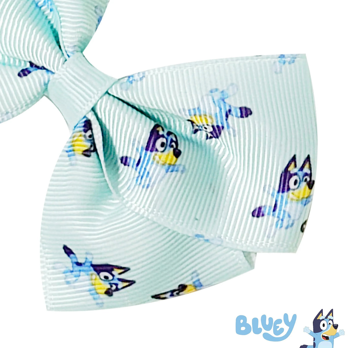 Bluey hair bow for girls featuring official Bluey character print, kids accessory from LuvHer Shop