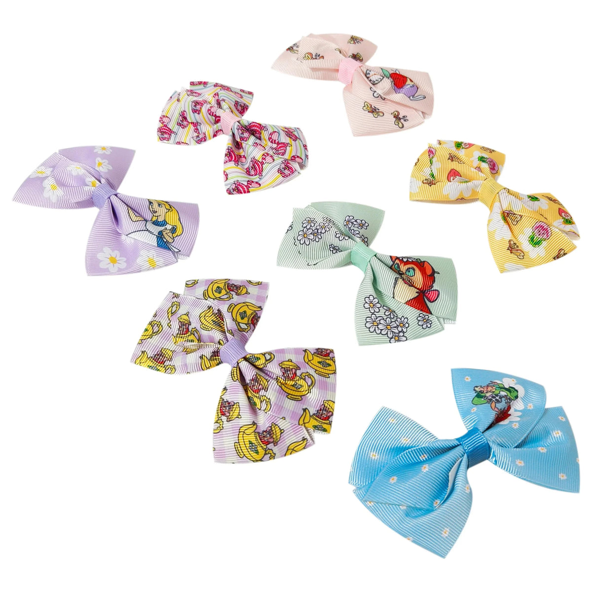 Alice in Wonderland hair bows set with Disney character prints, girls' accessories from LuvHer Shop