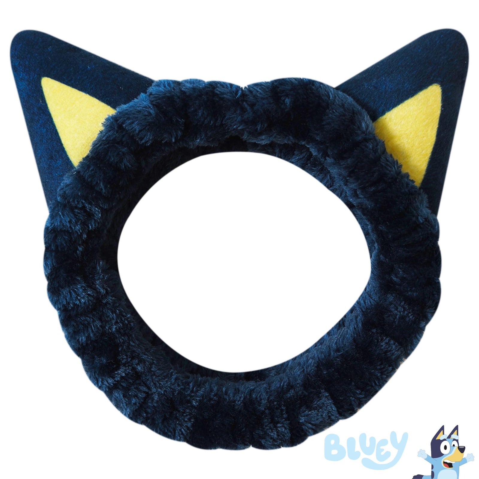 Bluey headwrap for girls with plush blue ears on official branded packaging