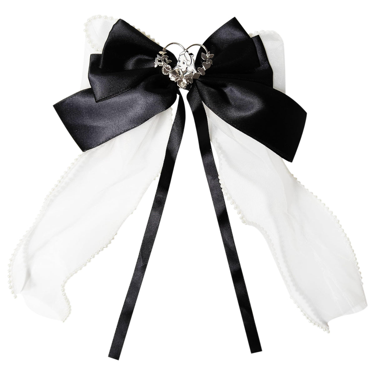 Disney Cruella Bow girls' black and white bow with pearl trim and Cruella charm, LuvHer Shop