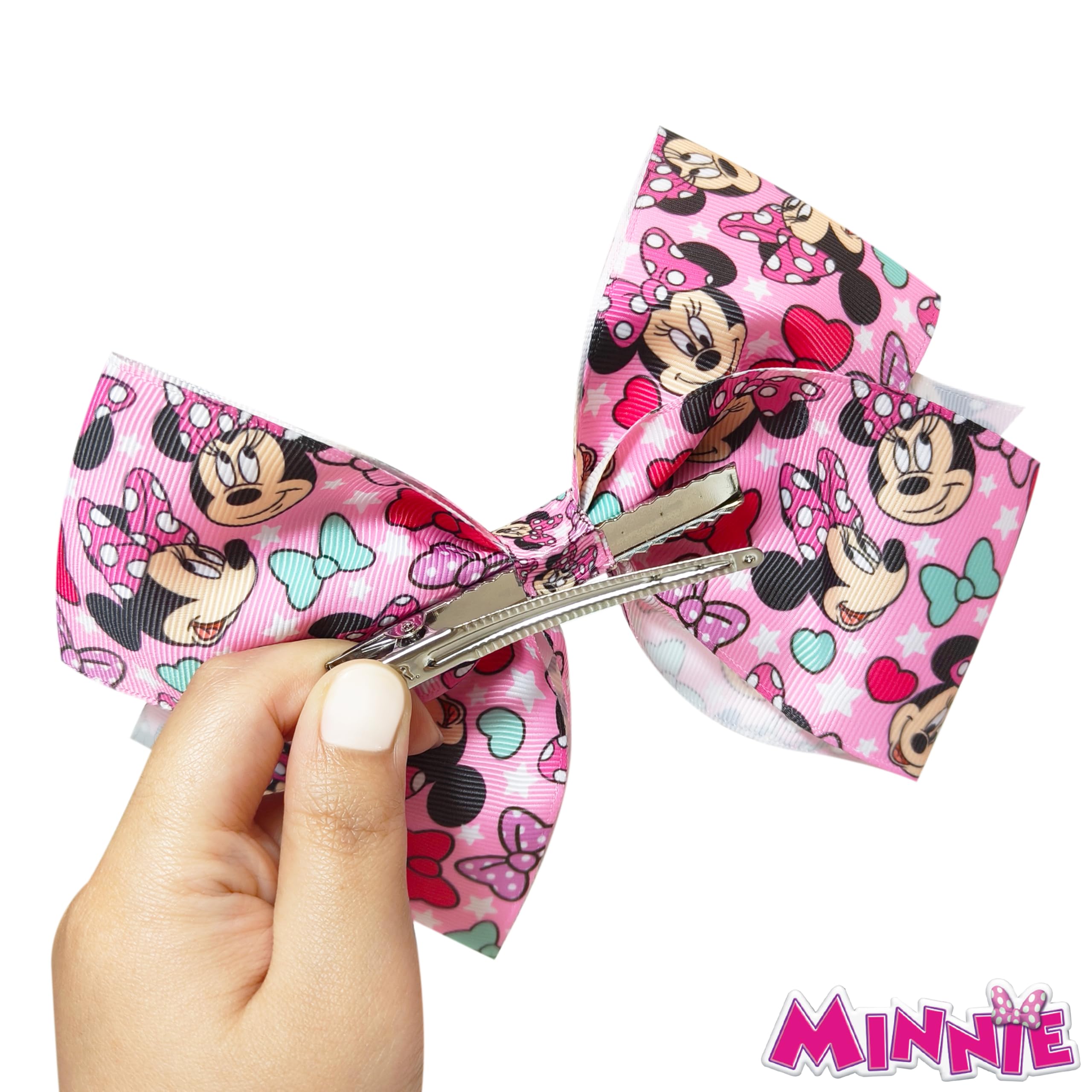 LUV HER Cute Disney Junior Minnie Single Hair Bow For Girls - One Large Printed Hair Bow Featuring your Favorite Character Minnie - Alligator Clip - Birthday Gift for Girls Ages 3+ - LuvHer Shop