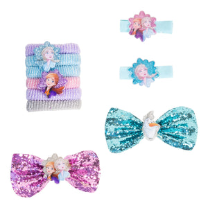 LUV HER Kid's Frozen Fashionista's BackPack - Elsa & Anna Accessories Set For Girls - Princess Elsa Sets - Bow's with Alligator Clips, Hair Ties, Backpack Ages 3+ - LuvHer Shop