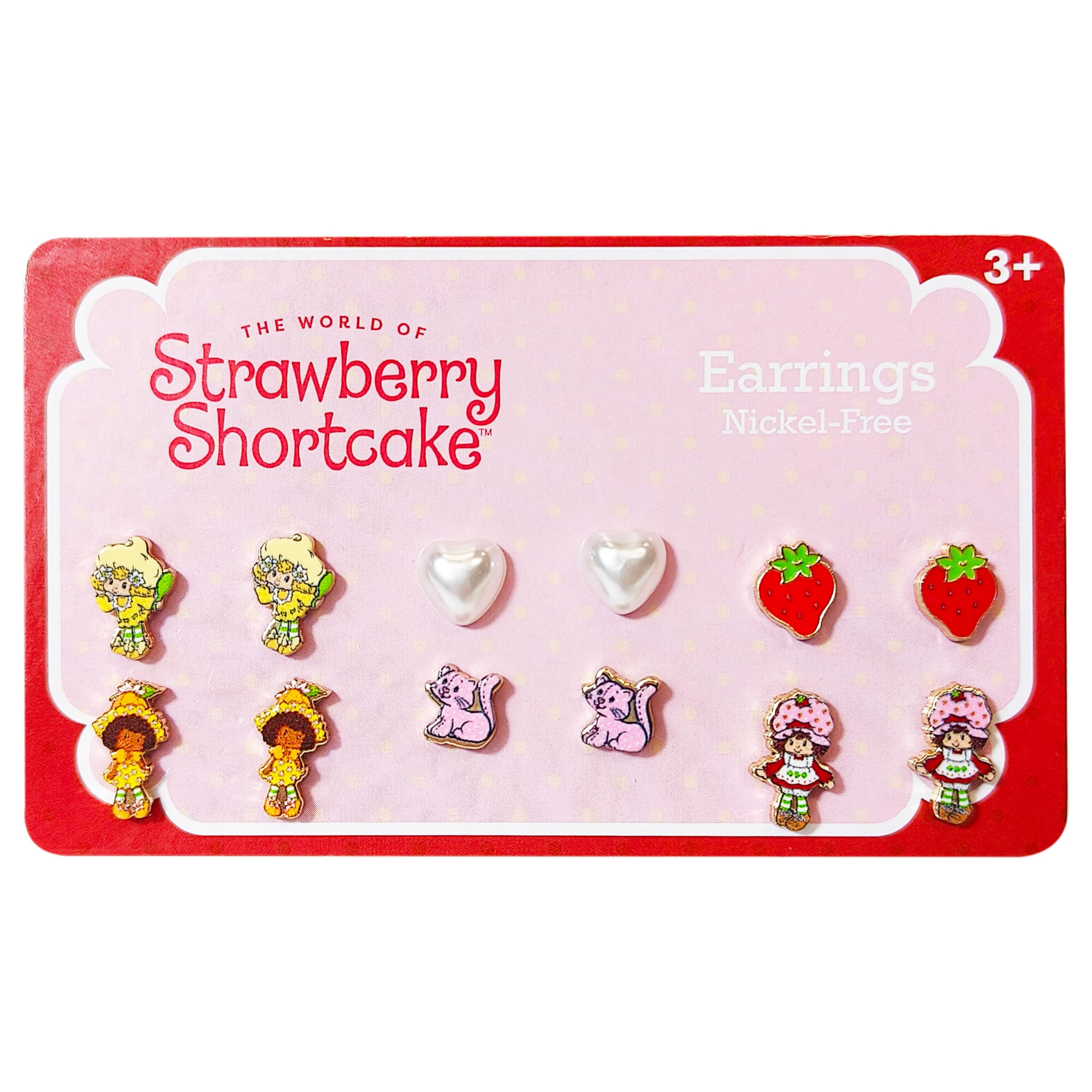 LUV HER Jewelry: 6 Pair of The World of Strawberry Shortcake Hypoallergenic Earrings for Girls 4 Stud Earrings One Size Fits All Birthday Gifts For Girls Accessories for Girls Ages 4+ - LuvHer Shop