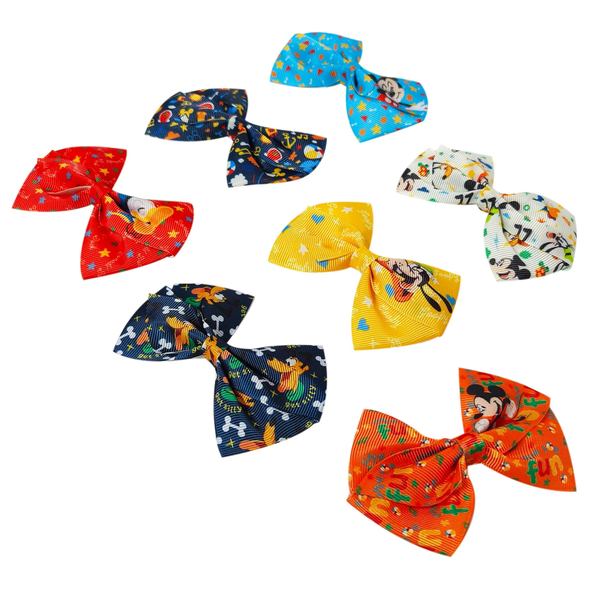 Disney Mickey Printed Girls' Hair Bows – 7-Pack 4-Inch Hair...