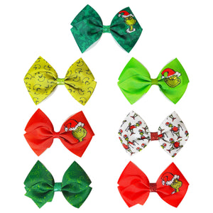 Luv Her Licensed Girls Hair Bows - Hair Accessories Gift Set - 7 Pcs 4 Inch Bundle - Hair Bows for Girls - Grinch Christmas Hair clip - Alligator Clip - Ages 3 + - LuvHer Shop