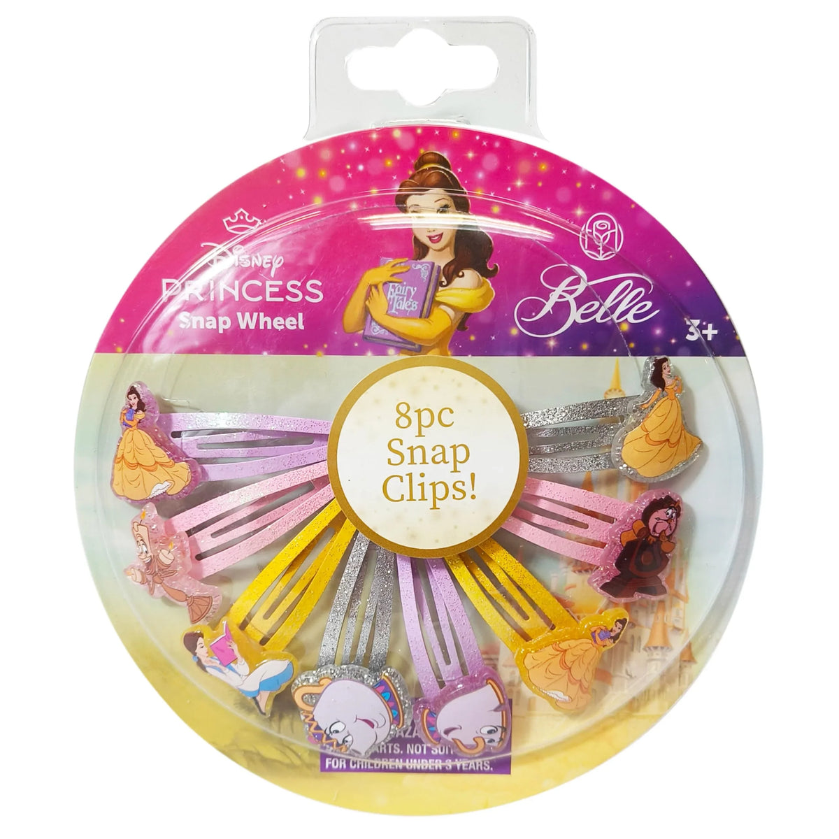 Disney Princess Belle Snap Wheel 8pc hair clips set featuring Belle and Beauty and the Beast characters