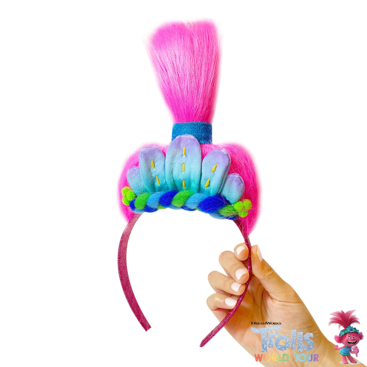 Trolls World Tour Headband with Pink Character Wig