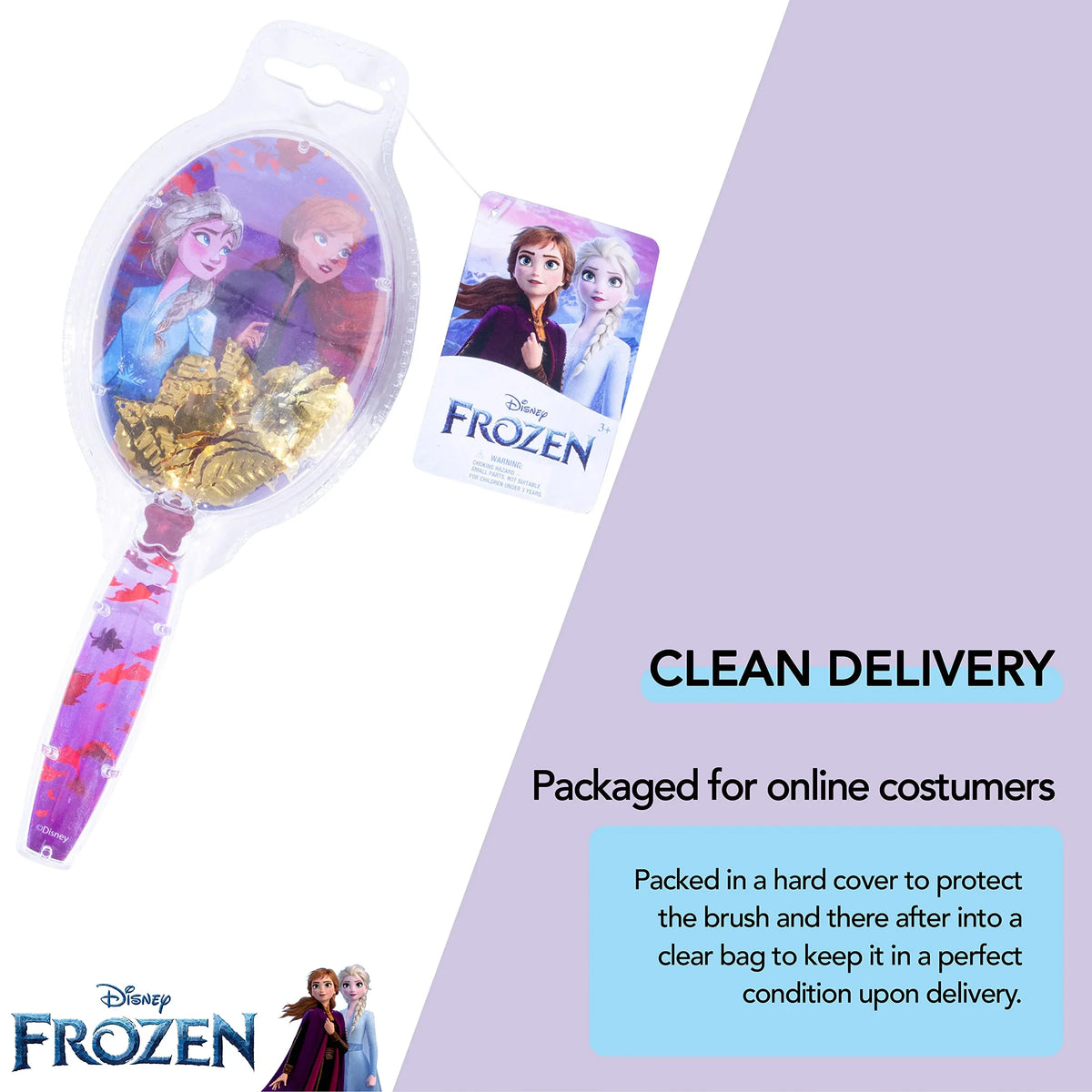 Disney Frozen hair brush with Elsa and Anna design, packaged for delivery, official girls' accessory