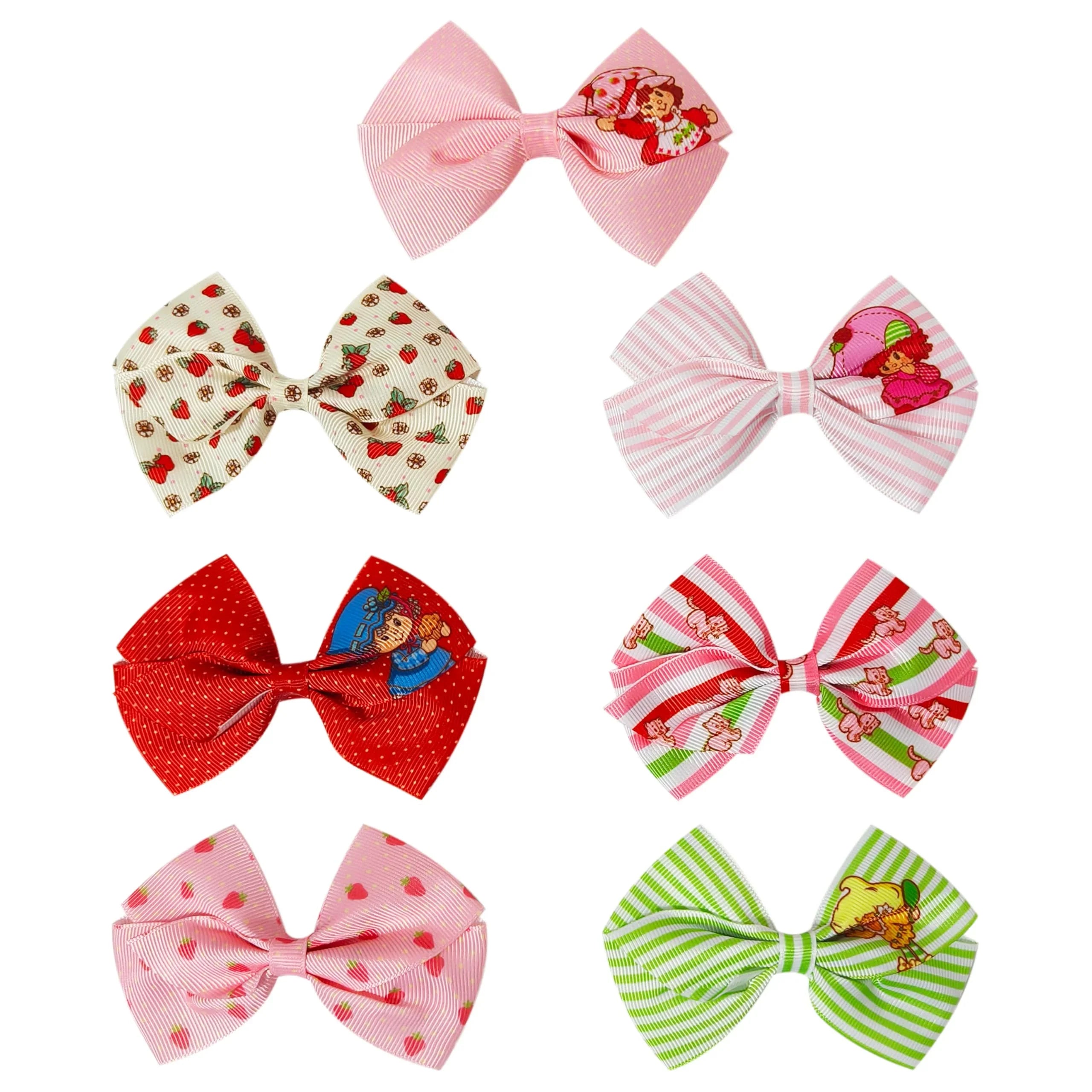 Strawberry Shortcake Printed Girls' Hair Bows – 7-Pack 4-Inch...
