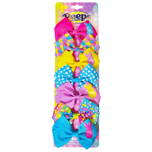 PEEPS Hair Bows Bundle - 7 Pcs 4 Inch Alligator Clips with Different Prints, Easter Bunny Themed for Girls, Toddlers 3+ - LuvHer Shop