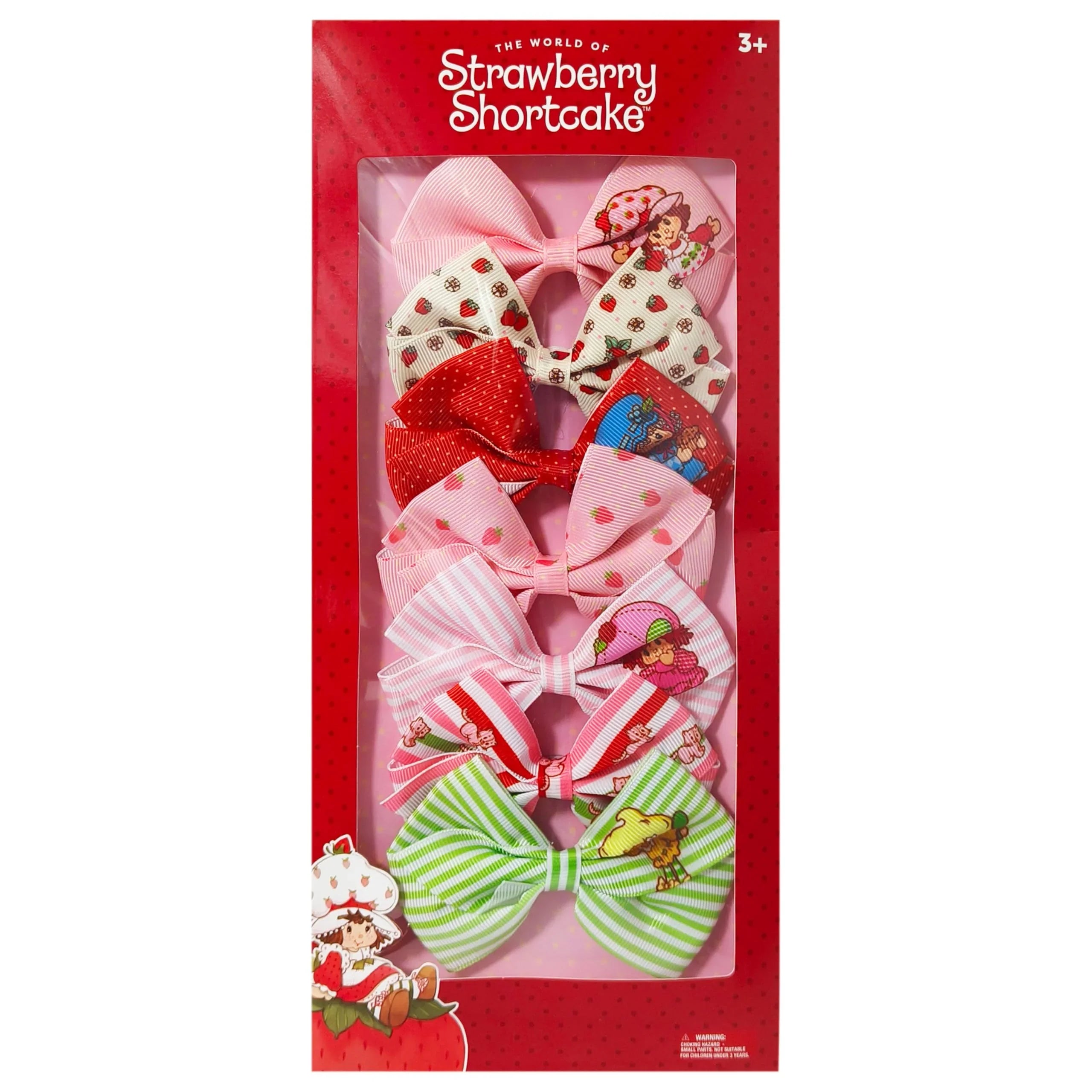 Strawberry Shortcake Printed Girls' Hair Bows – 7-Pack 4-Inch...