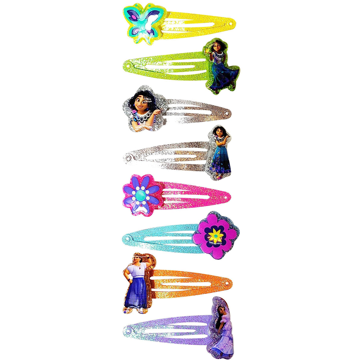 Disney Encanto Hair Clips set with colorful glitter snap clips and character designs from LuvHer Shop
