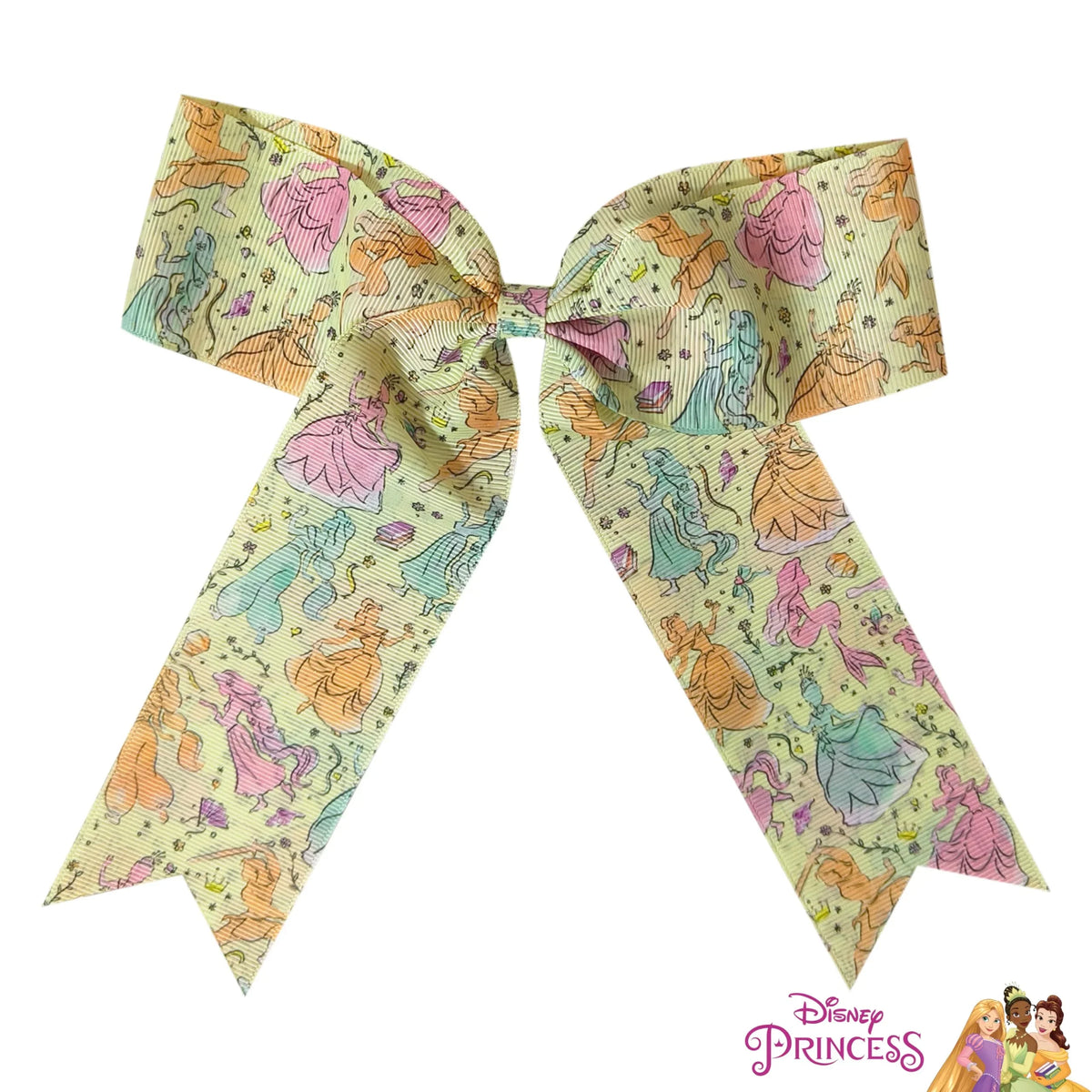 Disney Princess hair bow with pastel princess designs, girls accessory from LuvHer Shop