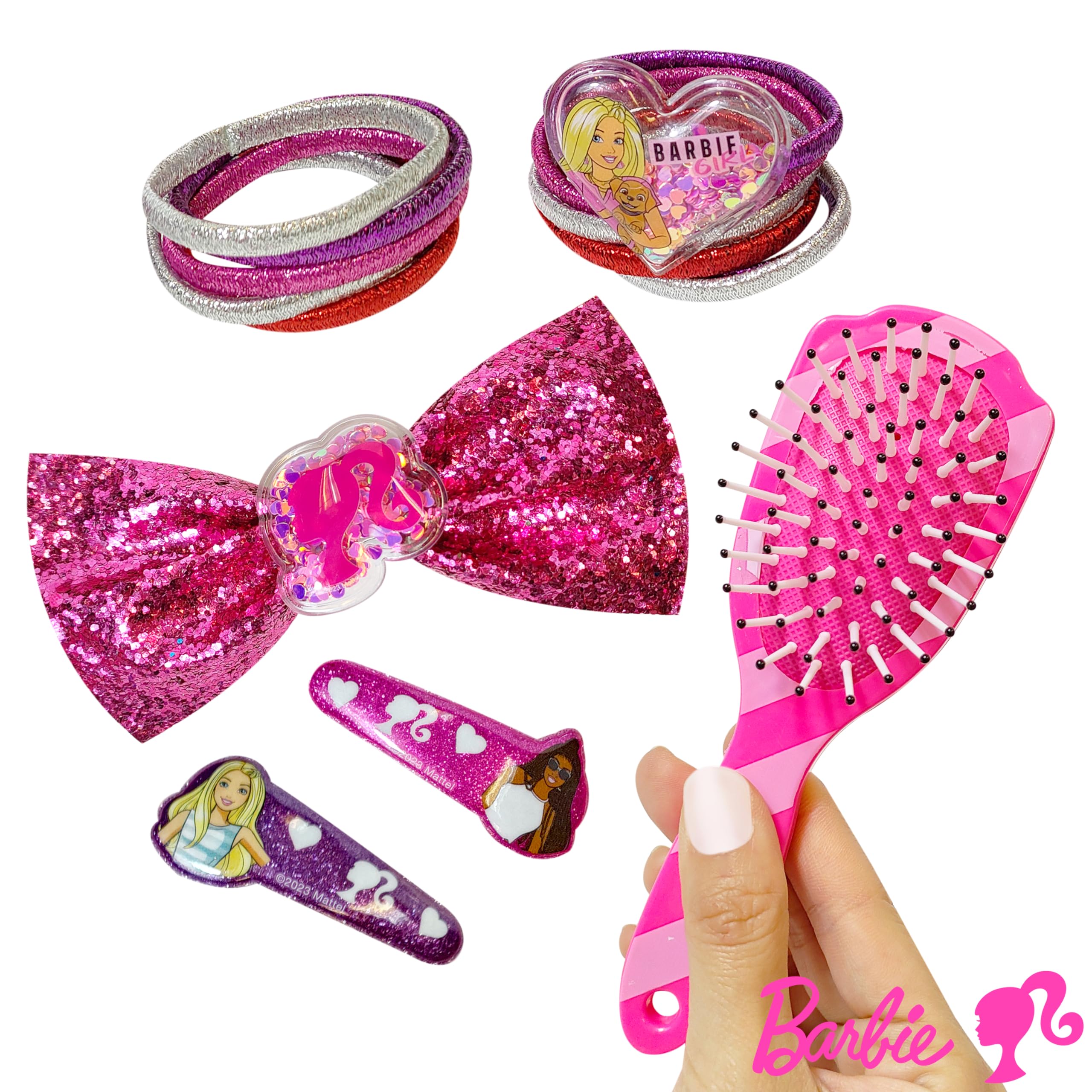 Barbie Accessories - Hair Gift Box With Mini Brush, Bow, PVC Snaps, and Lurex Elastics (Ages 3+) - LuvHer Shop