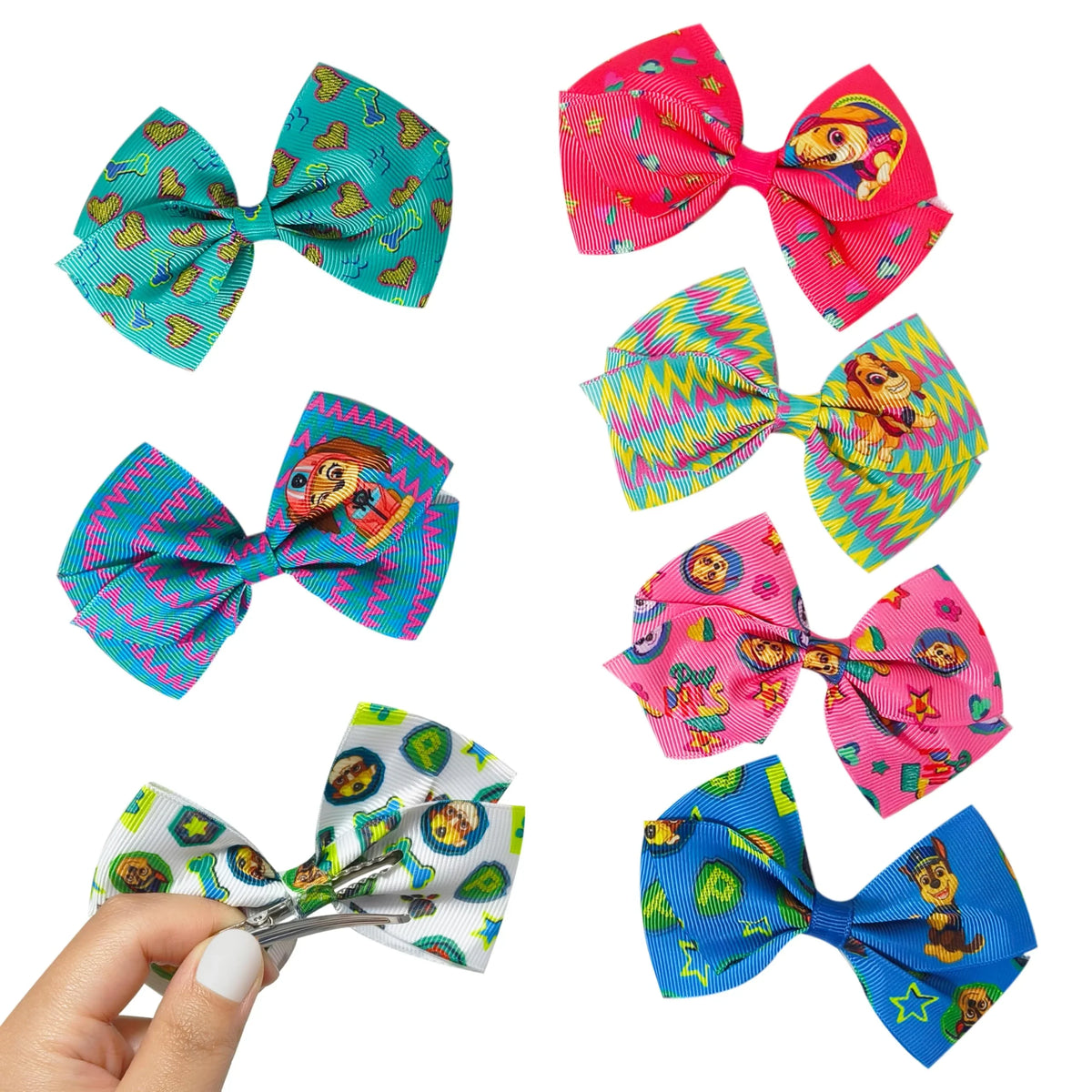 Paw Patrol Printed Girls' Hair Bows – 7-Pack 4-Inch Hair...