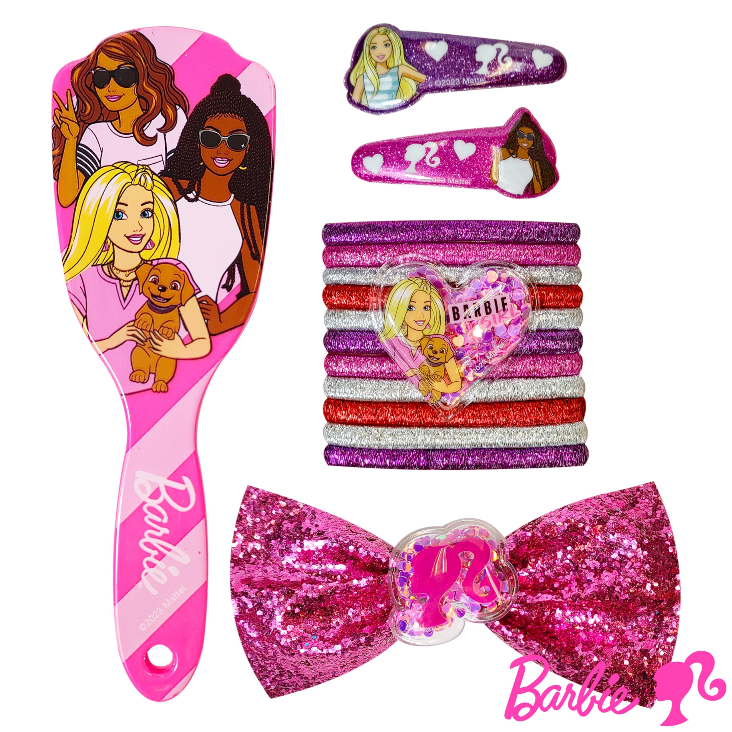 Barbie Accessories - Hair Gift Box With Mini Brush, Bow, PVC Snaps, and Lurex Elastics (Ages 3+) - LuvHer Shop