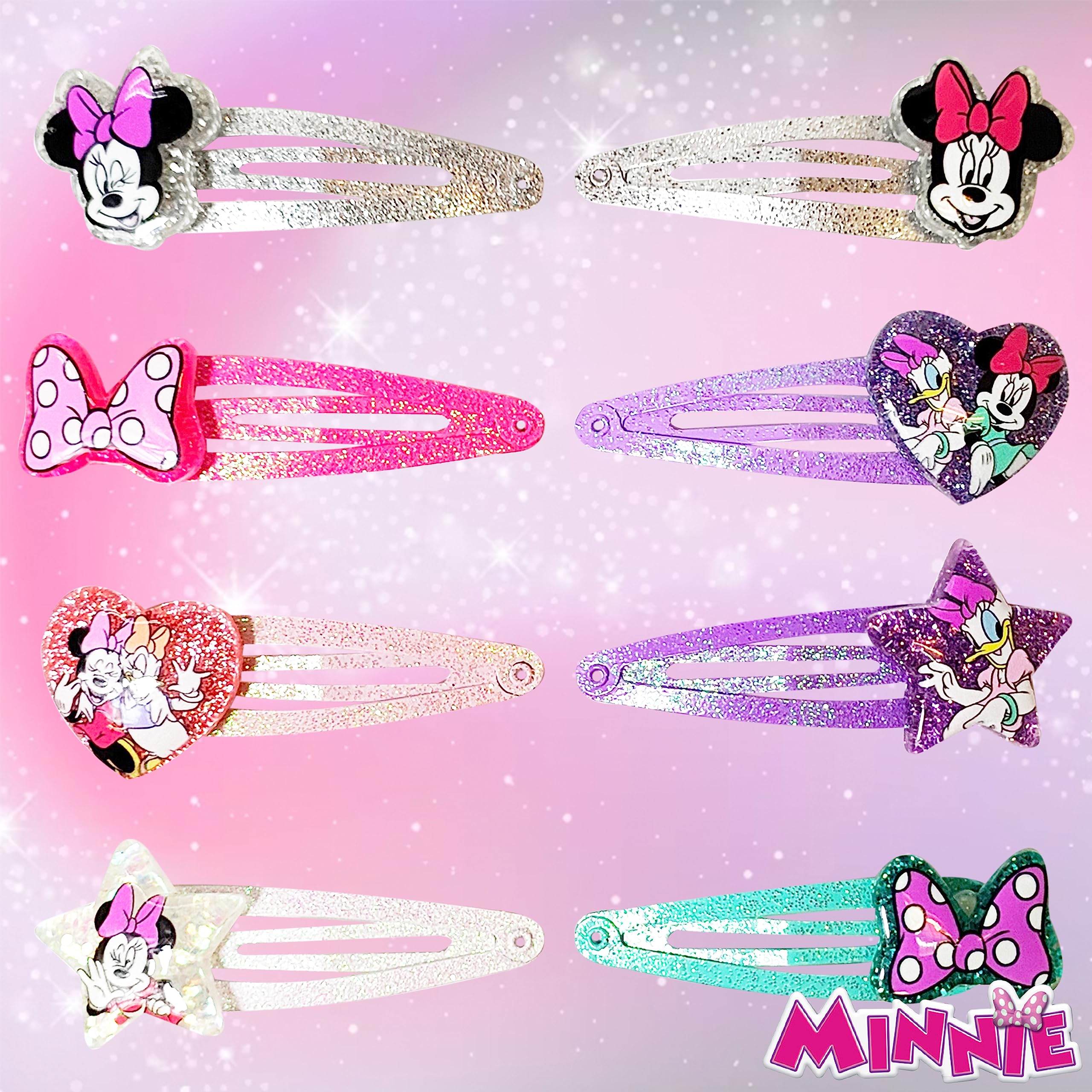 Disney Minnie Kids Hair Clips for Girls Snap Clips 8 Pack Multi-ColorAges 3+ - LuvHer Shop