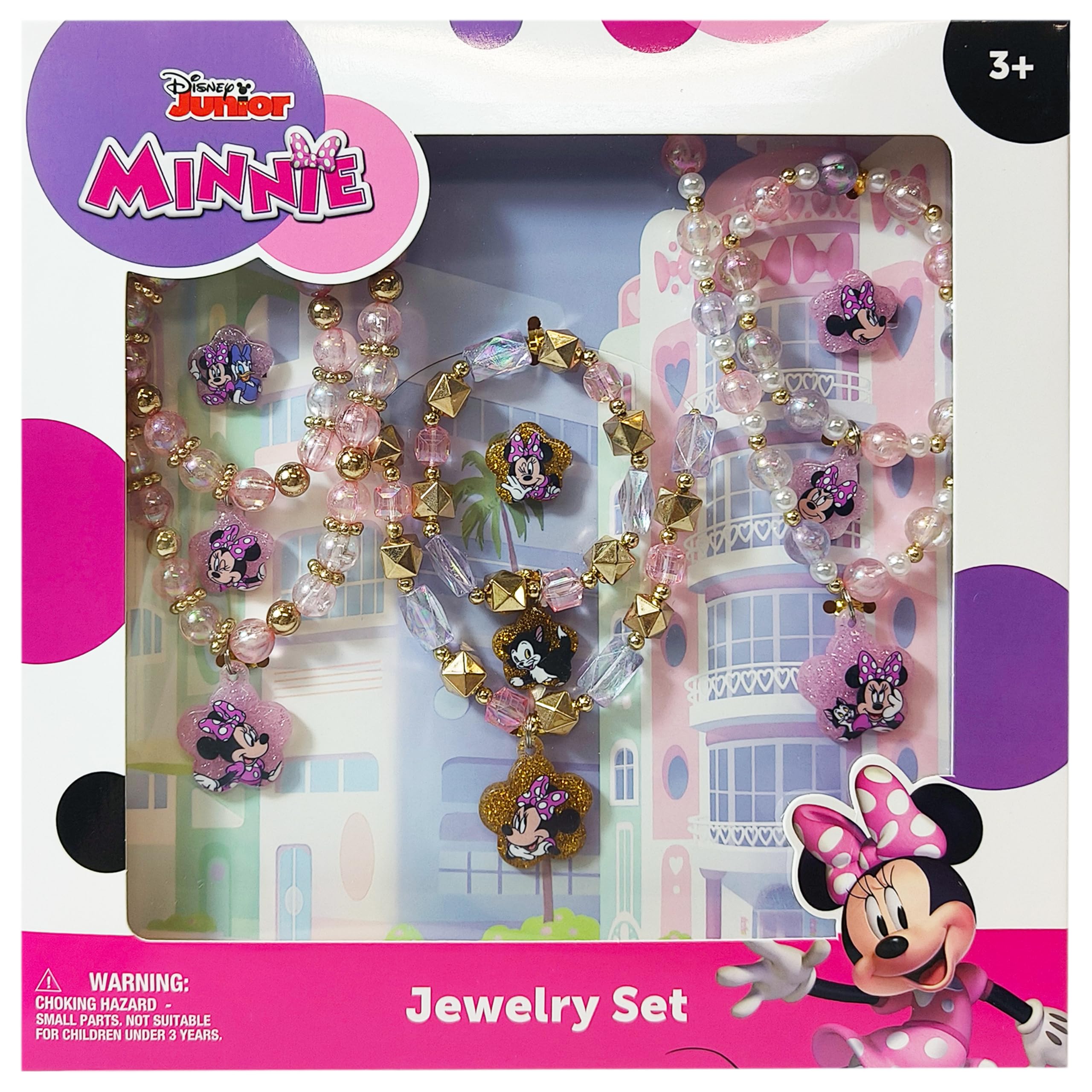 LUV HER Disney Minnie Girl's Jewelry Set - Dress up 9 Piece Toy Jewelry Box Set with Bead Necklace, Bracelet and Ring - Play Accessories - Ages 3+ - LuvHer Shop