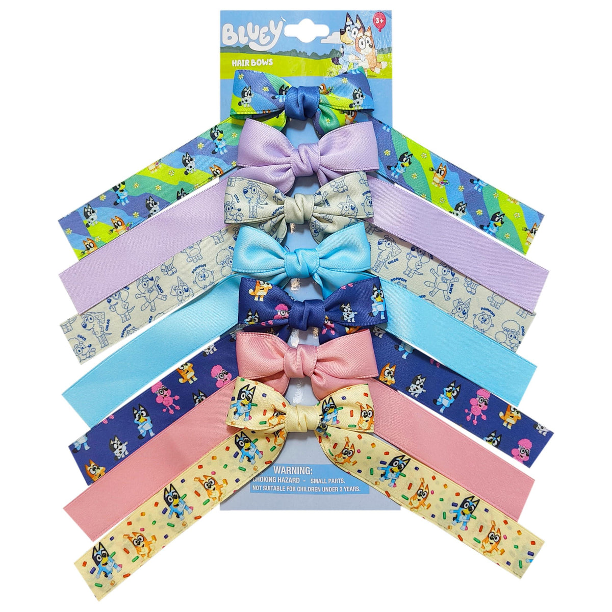 Bluey Hair Bows set featuring colorful cartoon bow designs for girls from LuvHer Shop