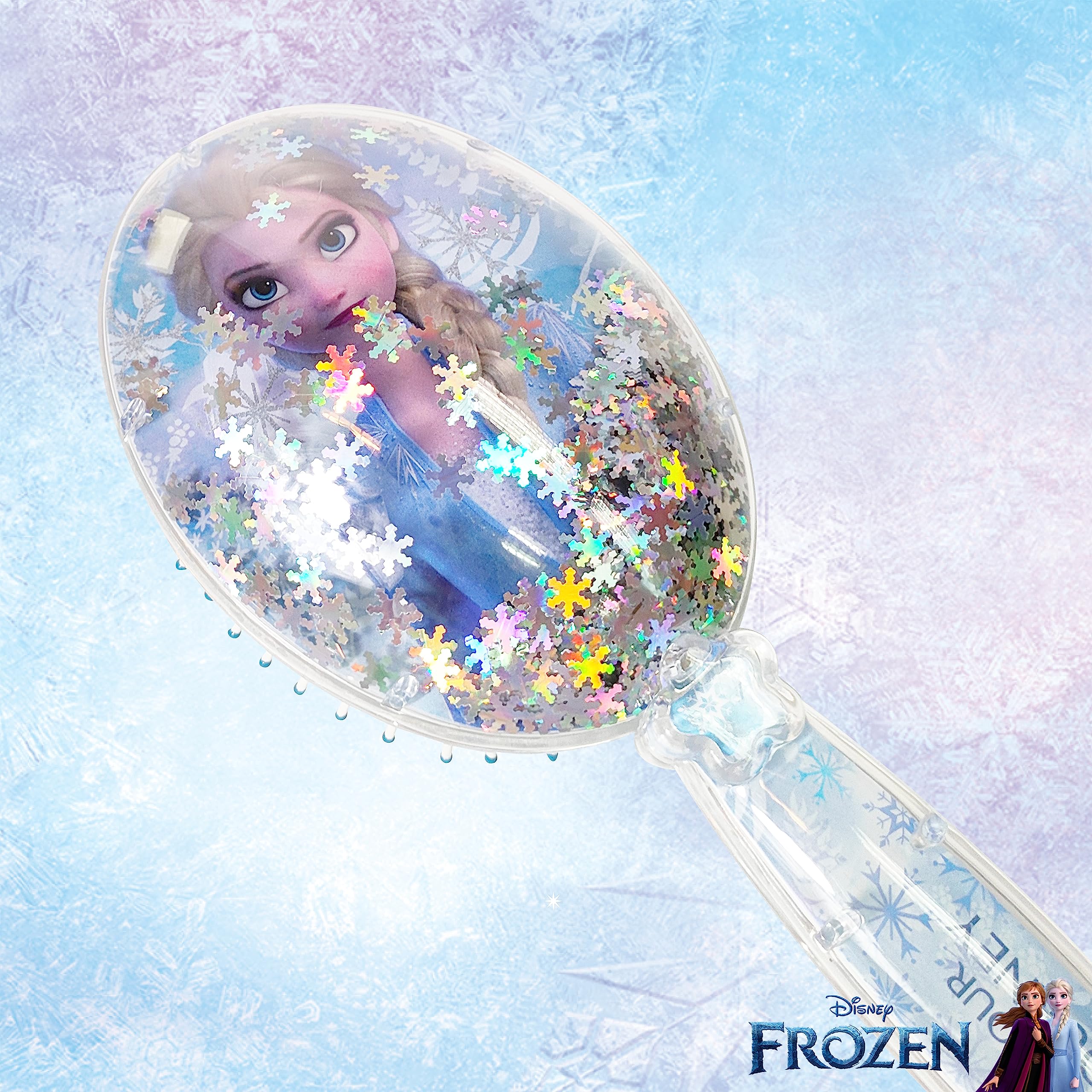 Frozen II Girls Snowflake Confetti One Hair Brush, Silver - Ages 3+ - LuvHer Shop