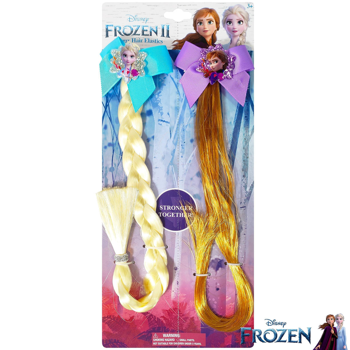 Disney Frozen II Hair Elastics set with Elsa and Anna character bows, girls' accessories bundle