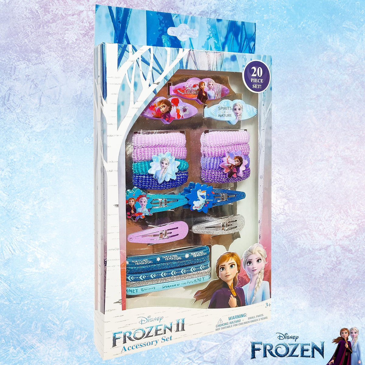 Disney Frozen II Accessory Set 20-piece gift bundle with hair clips, bows, and bracelets