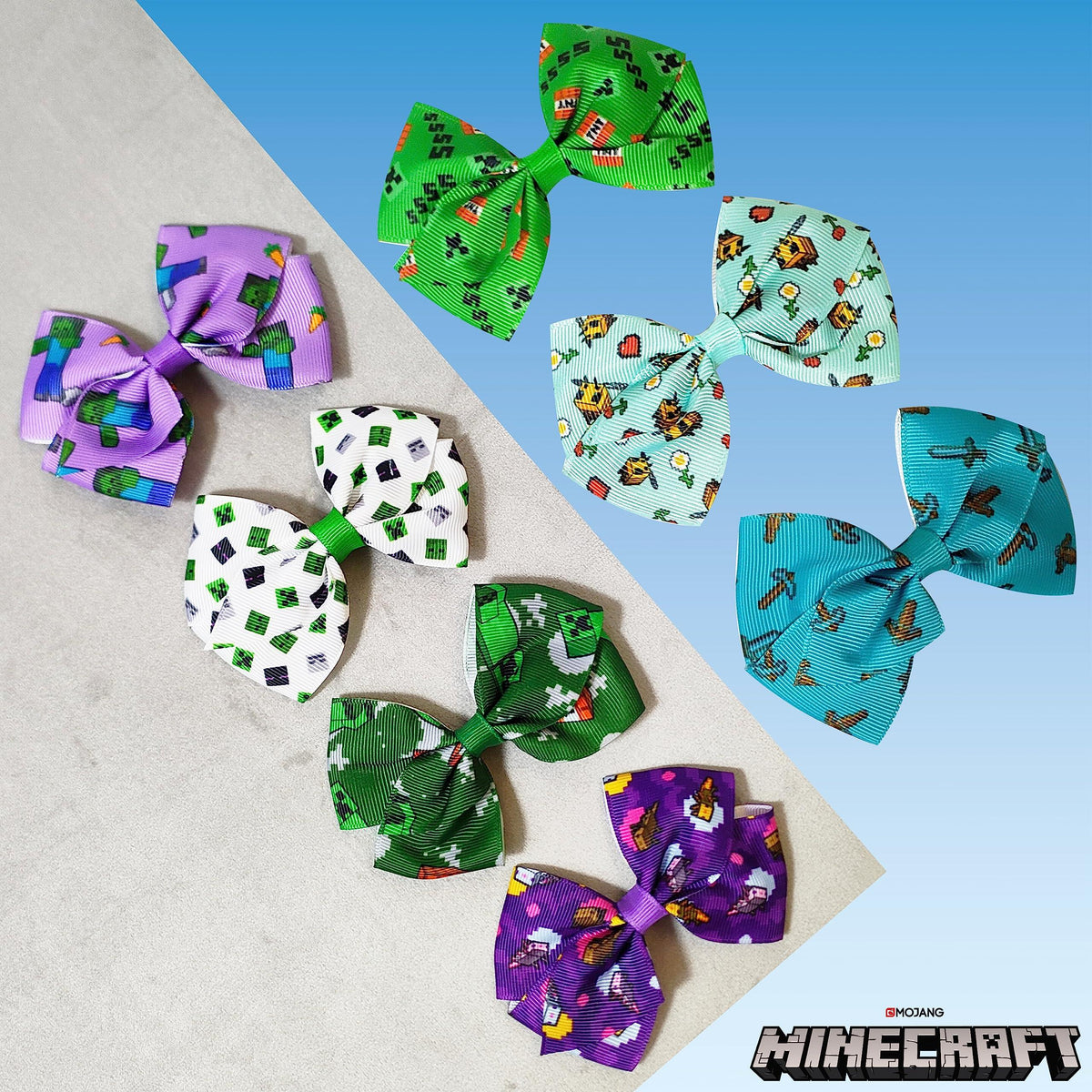 MINECRAFT Kids Hair Bows - Hair Accessories Gift Set