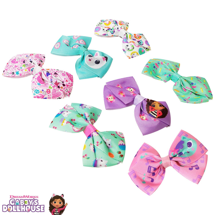 Gabby's Dollhouse Hair Bows - Hair Accessories Gift Set - Princess Hair Bows 7 Pcs 4 Inch Bundle Hair Bows for Girls Different Character on each Hair Clip Kids Bow - Alligator Clip - Ages 3 + - LuvHer Shop