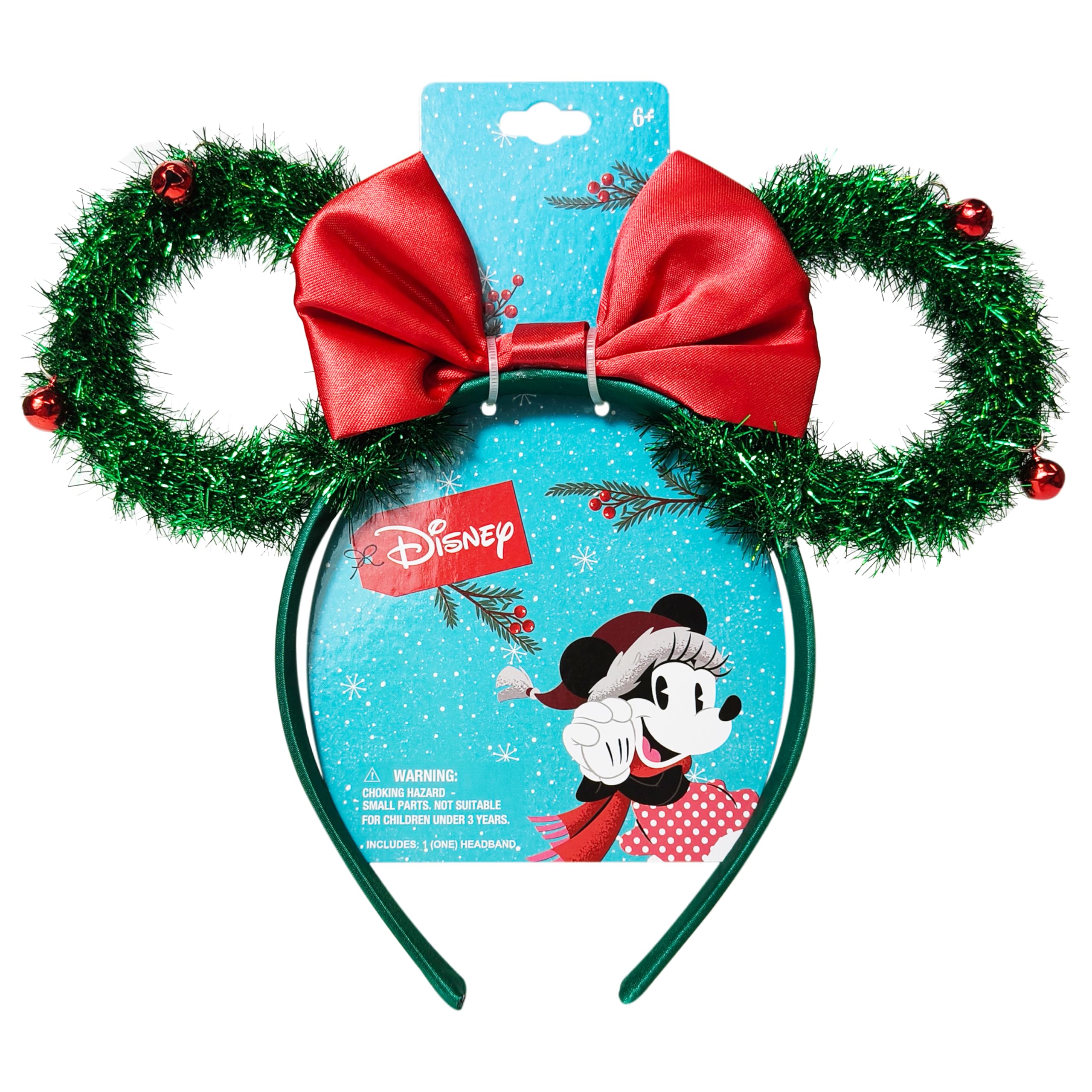 LUV HER Disney Minnie Mouse Ears Christmas Tinsel and Jingle Bells Headband for Girls, Ages 3+ - LuvHer Shop