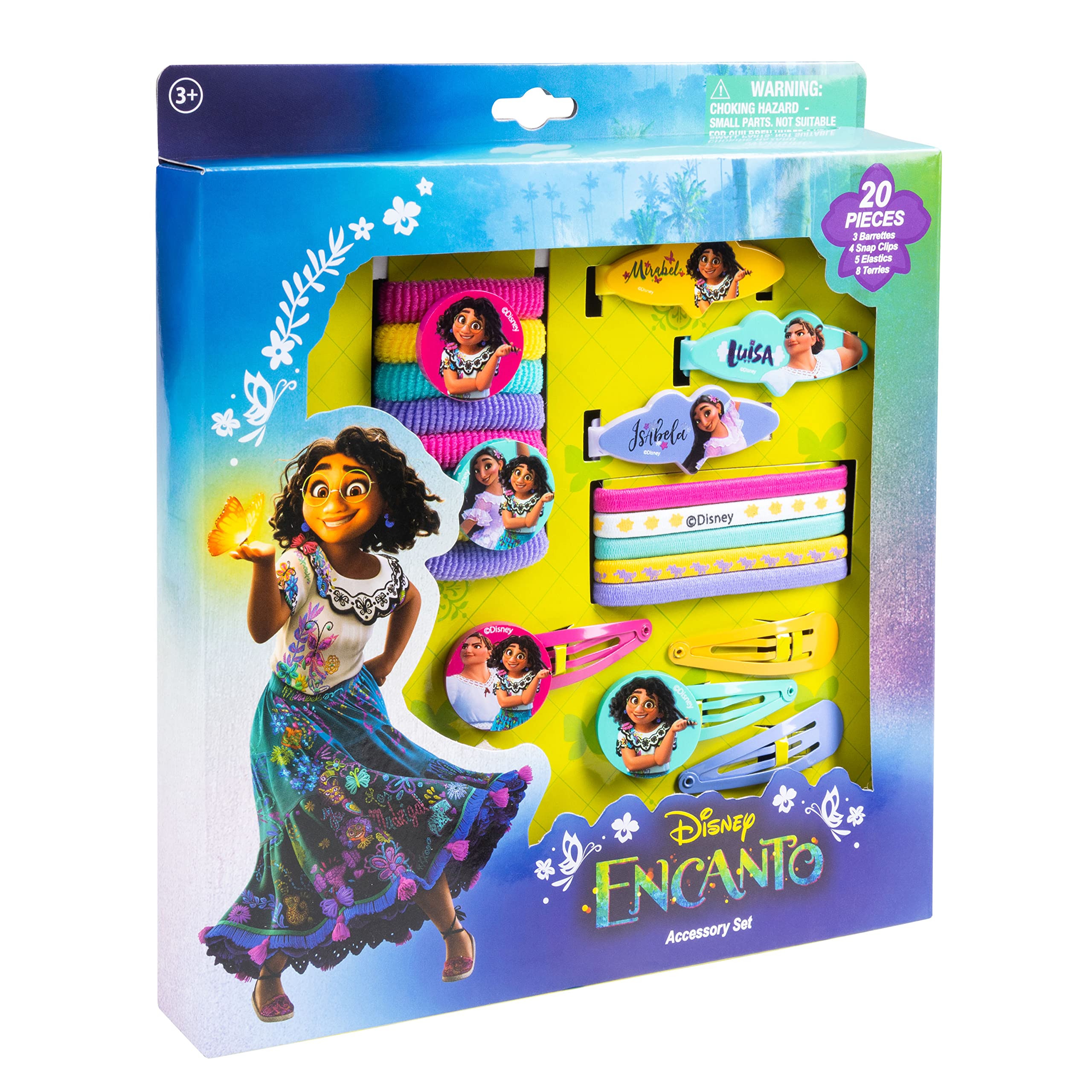 Luv Her Encanto Girls 20 Piece Accessory Set with 3 Barrettes, 4 Snap Hair Clips, 5 Elastics and 8 Terry Ponies - Ages 3+ - LuvHer Shop