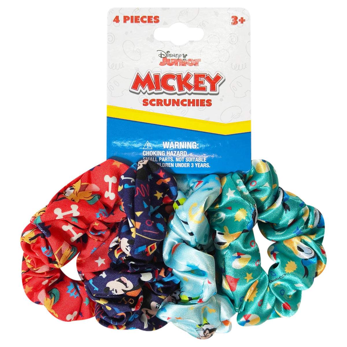 Disney Junior Mickey Hair Scrunchies Set - 4 Large Printed Scrunchies