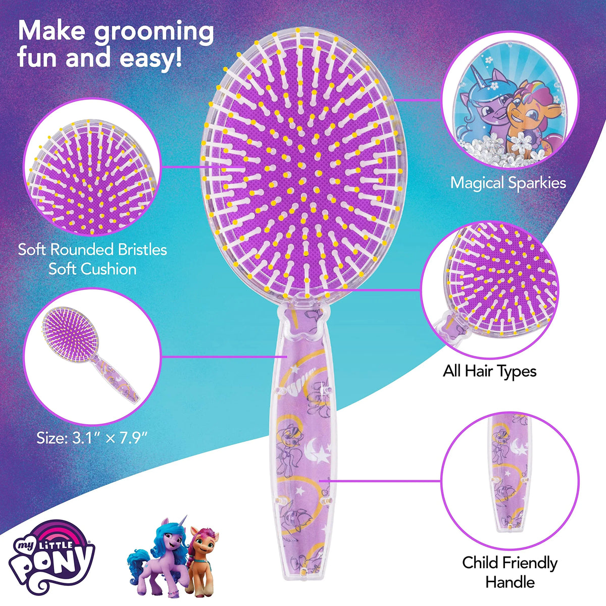 Magical Unicorn Hair Brush with Sparkling Stars