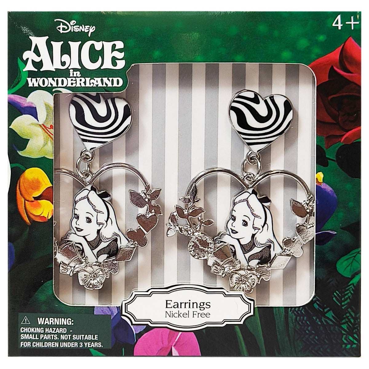 Disney Alice in Wonderland earrings for girls, heart-shaped, nickel free, LuvHer Shop