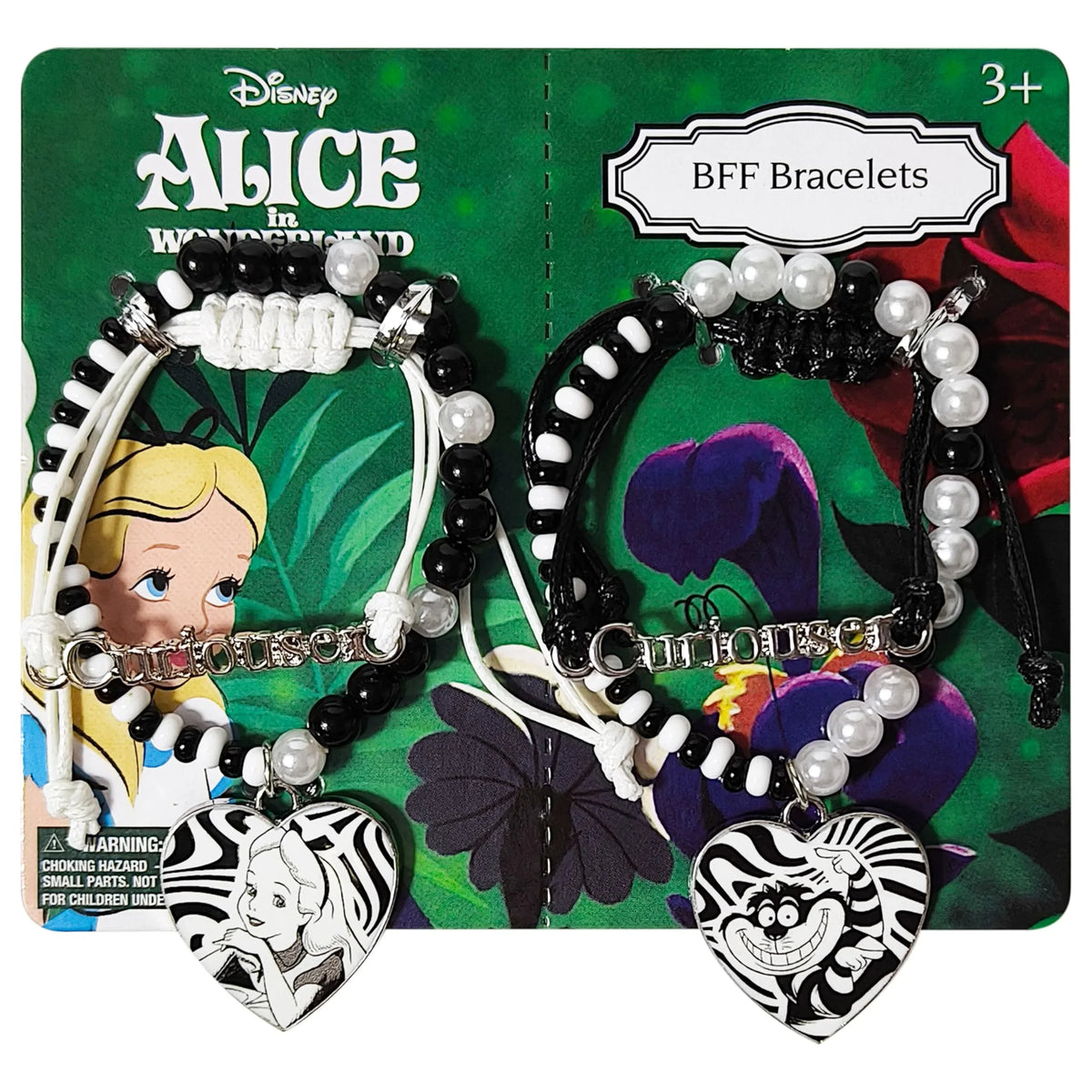Disney Alice in Wonderland BFF Bracelets with charms, black and white beads, LuvHer Shop