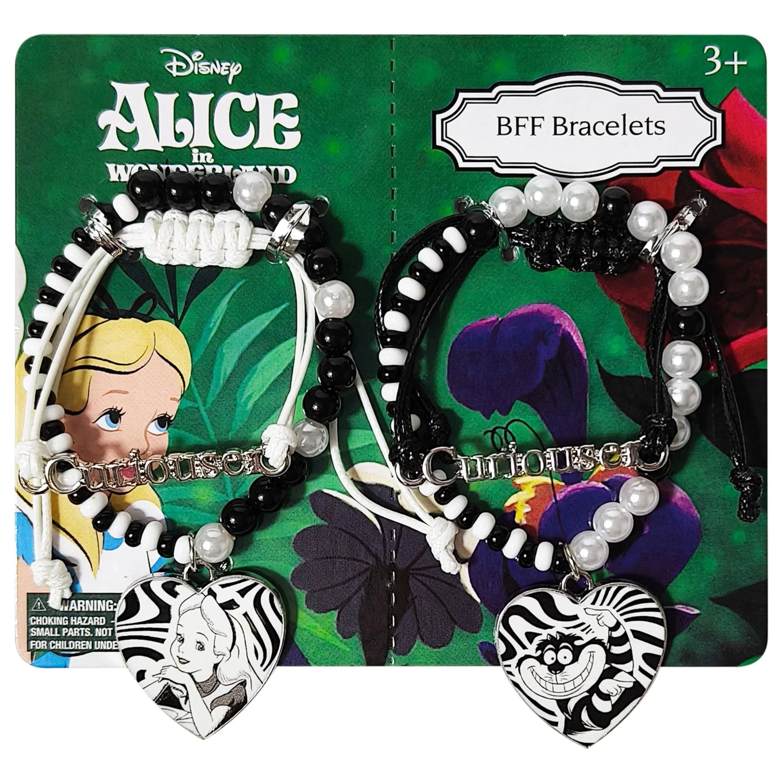 Disney Alice in Wonderland BFF Bracelets with charms, black and white beads, LuvHer Shop