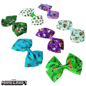 LUV HER Minecraft Kids Hair Bows - 7 Pcs 4 Inch Bundle - Hair Accessories Gift Set - Hair Bows for Kids - Multicolor Hair Clip with Alligator Clip - Ages 3 + - LuvHer Shop