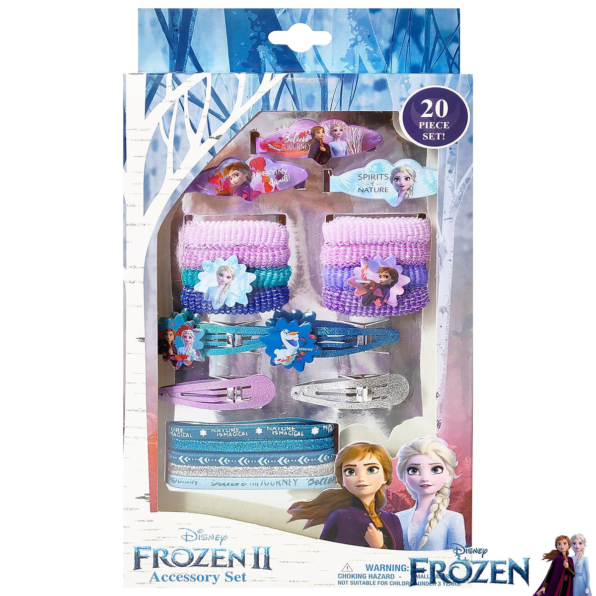 Disney Frozen II Accessory Set for girls featuring hair clips, bows, and jewelry with Elsa and Anna