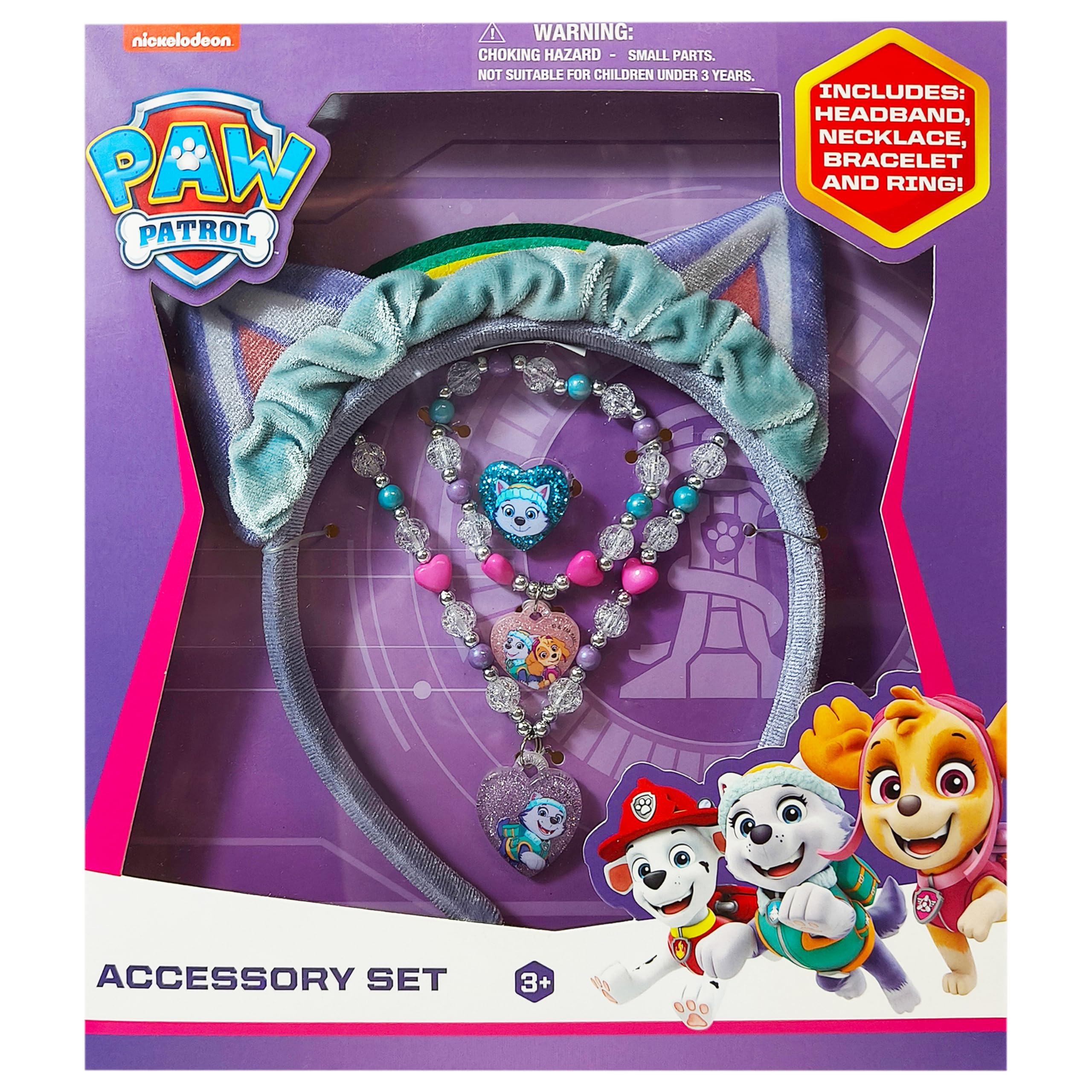 LUV HER Licensed PAW PATROL Headbands for Girls - Kids Jewelry - Dress Up Set All in one Giftable Box - Headband - Play Jewelry Set - 4pc (Toddler Headband, Necklace, Dress Up Bracelet, Ring) Ages 6 - LuvHer Shop