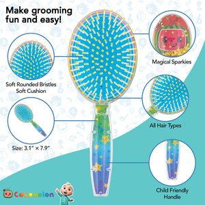 CoComelon Hair Brush with Magical Sparkling Stars Confetti Hair Brush, Green - Kids Hair Brush Ages 3+ - LuvHer Shop