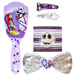 Nightmare Before Christmas Hair Accessory Set (Brush, Bow, PVC Snaps, Lurex Elastics) - LuvHer Shop