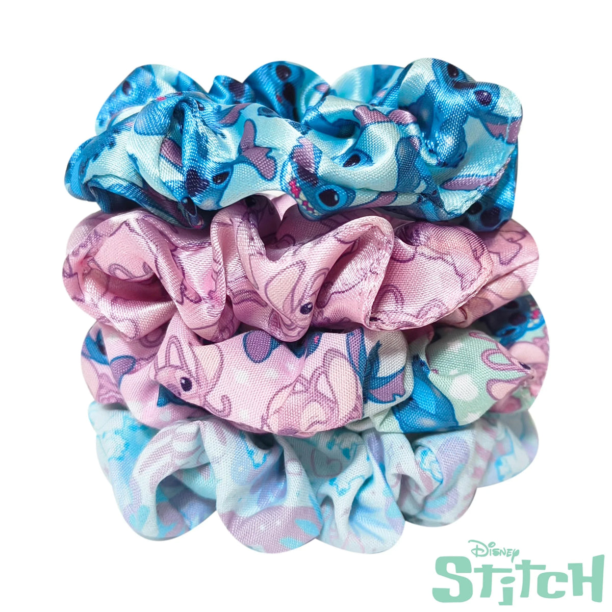 Disney Stitch Scrunchies for Girls of All Ages - 4 Large Hair Scrunchies
