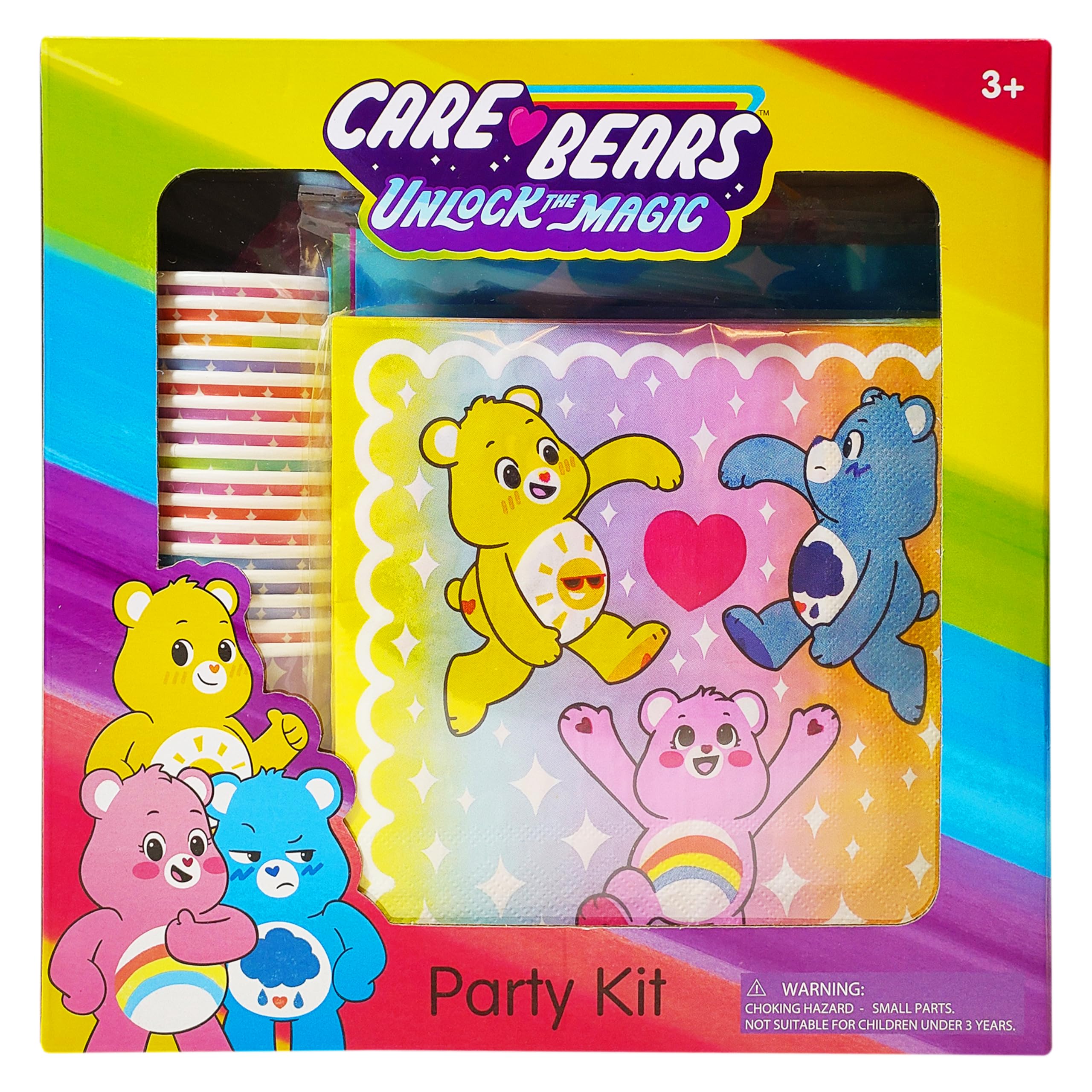 LUV HER Care Bears Birthday Decorations 58Pcs Table Decorations Party Supplies: Paper Plates, Cups Napkins, Table Cloth Cake Topper Rainbow Party Favor Gender Reveal Decor 3+