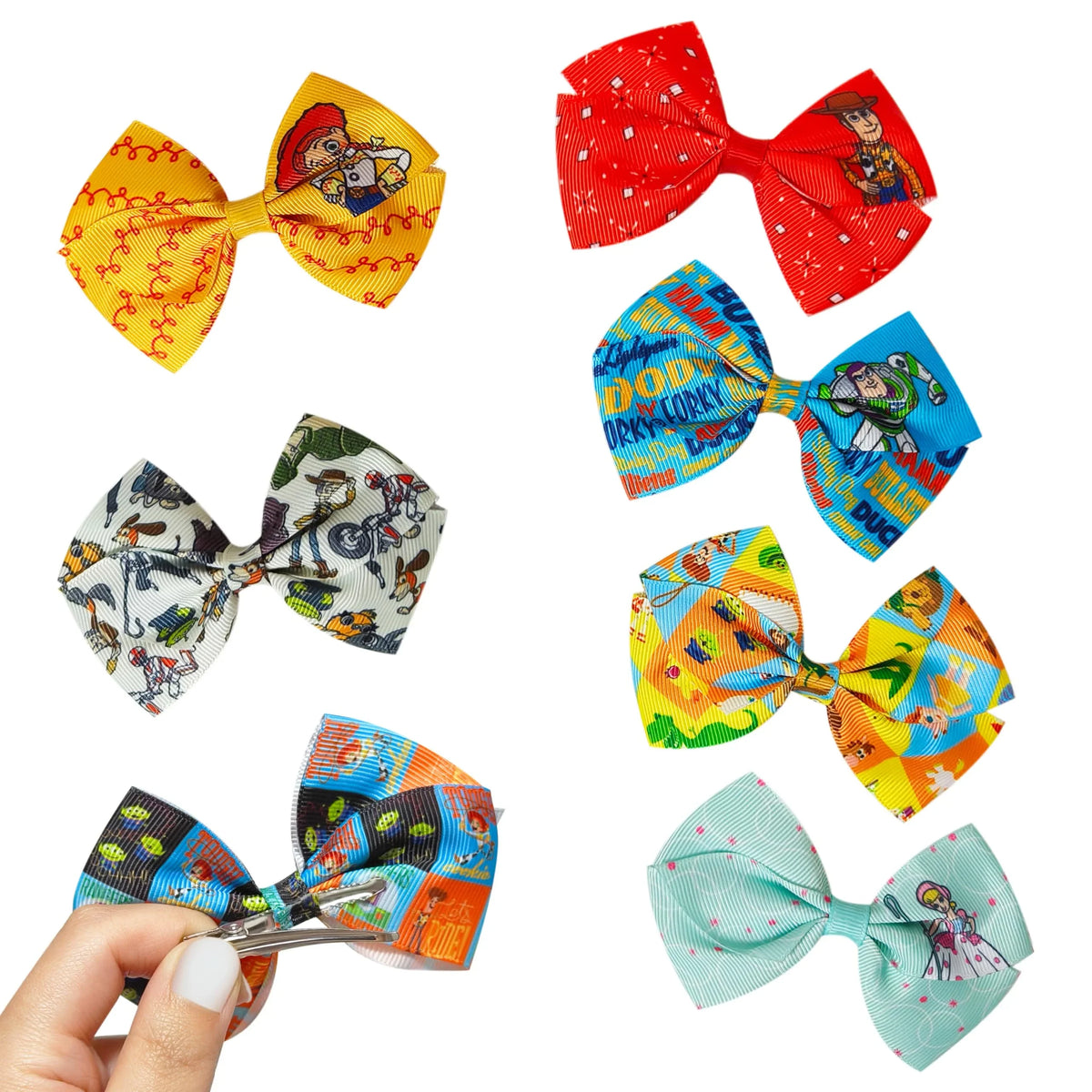 Toy Story Printed Girls' Hair Bows – 7-Pack 4-Inch Hair Clips...