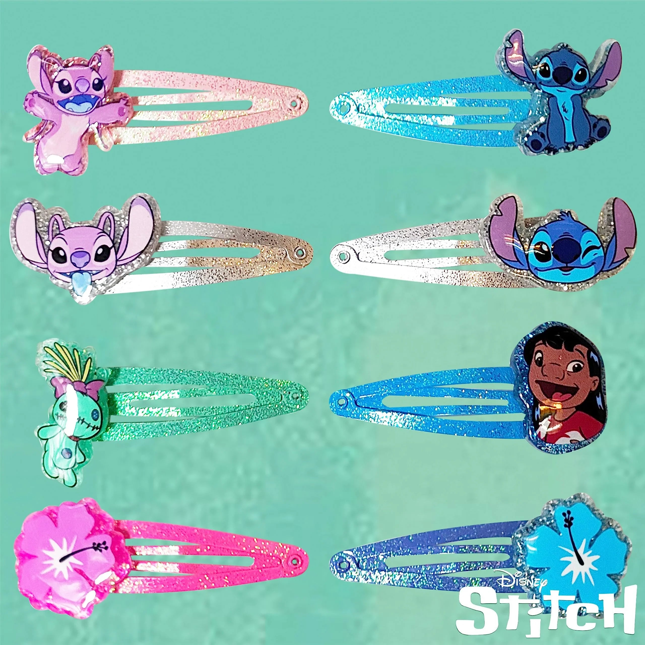 Disney Stitch Kids Hair Clips for Girls Snap Clips 8 Pack...