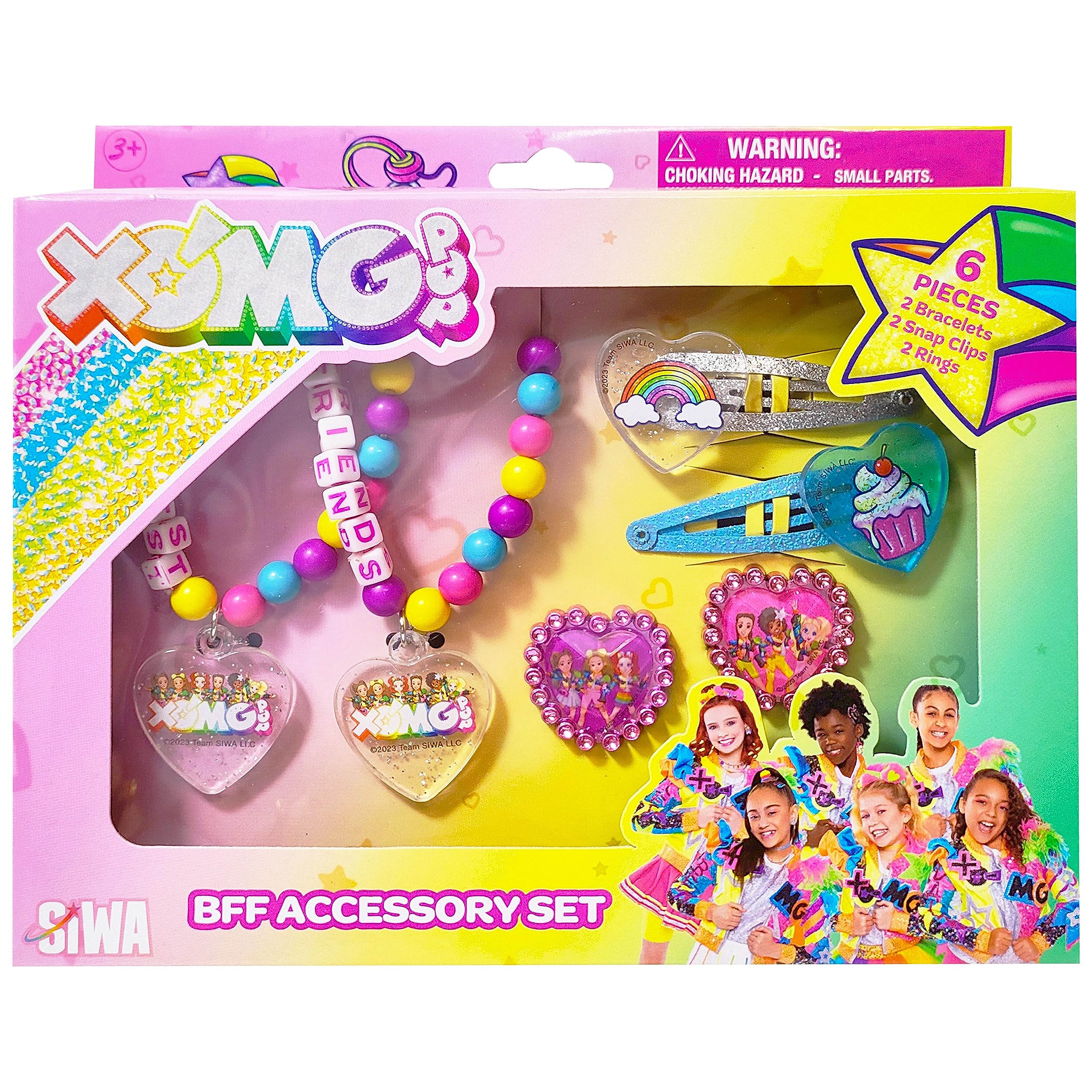 LUV HER XOMG POP Girls BFF 6 Piece Toy Jewelry Box Set with 2 Rings, 2 Bead Bracelets and Snap Hair Clips Ages 3+ - LuvHer Shop