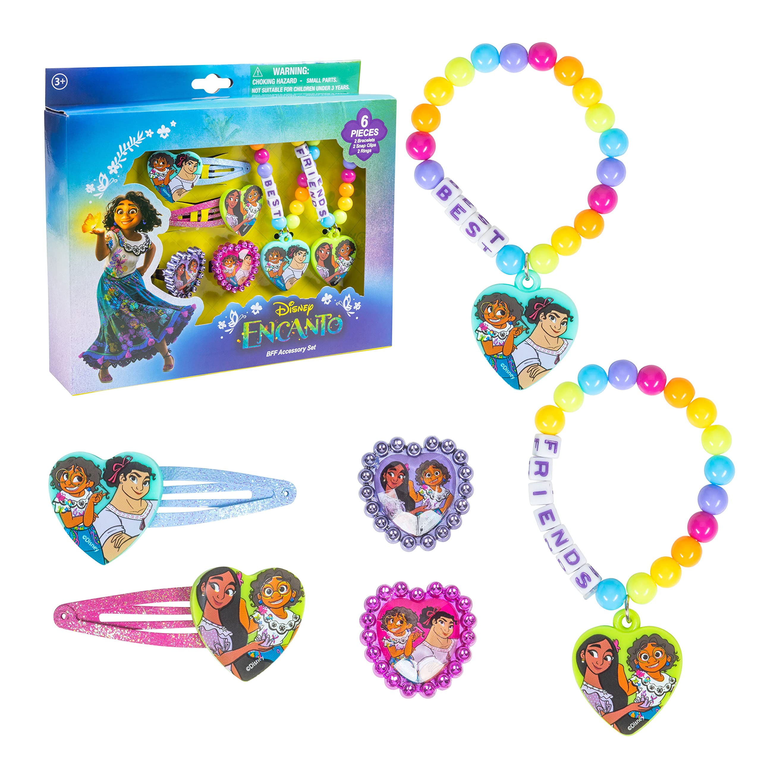 LUV HER Encanto Girls BFF 6 Piece Toy Jewelry Box Set with 2 Rings, 2 Bead Bracelets and Snap Hair Clips Ages 3+ - LuvHer Shop