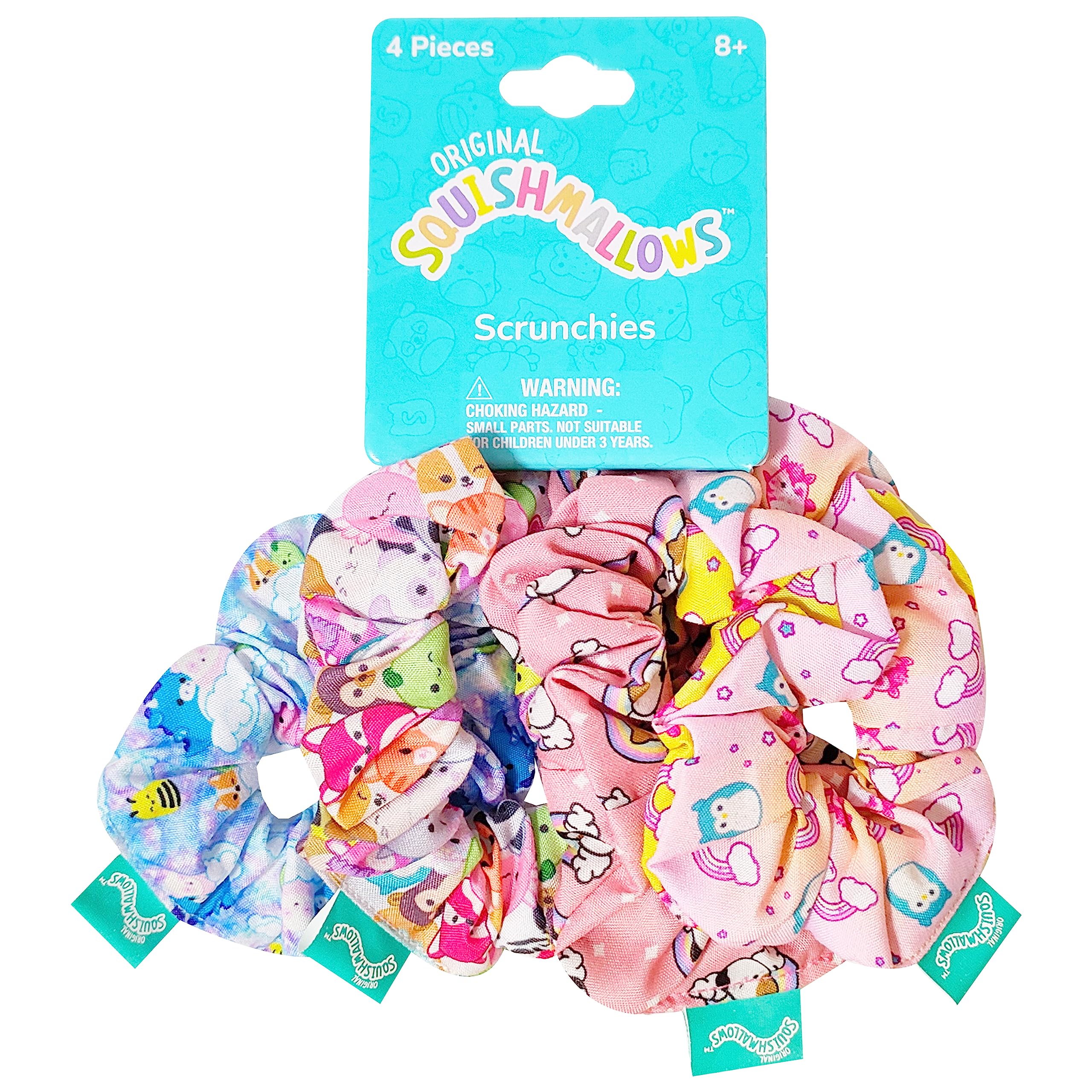 Squishmallows Cute Scrunchies for Girls of All Ages - 4 Large Hair Scrunchies for Girls - 4 Printed Scrunchies with Your Favorite Characters - LuvHer Shop