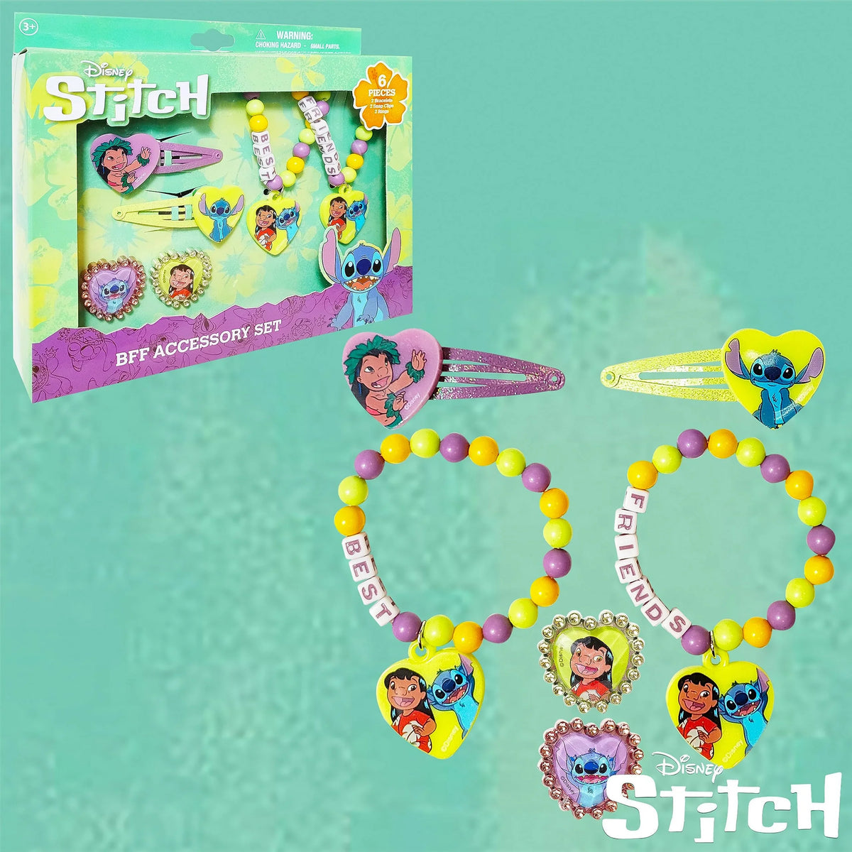 Disney Stitch Girls BFF 6 Piece Toy Jewelry Box Set