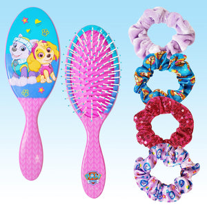 Luv Her Paw Patrol Hair Accessories Set - 9 inch Detangling Brush, 4 Scrunchies & Hair Ties for Girls - LuvHer Shop